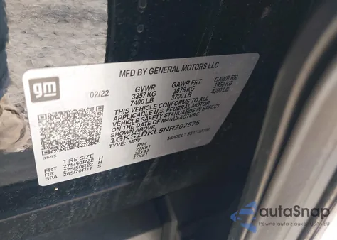 2022 GMC Yukon 2Wd Denali z USA, uszkodzony, nr VIN 1GKS1DKL5NR207575